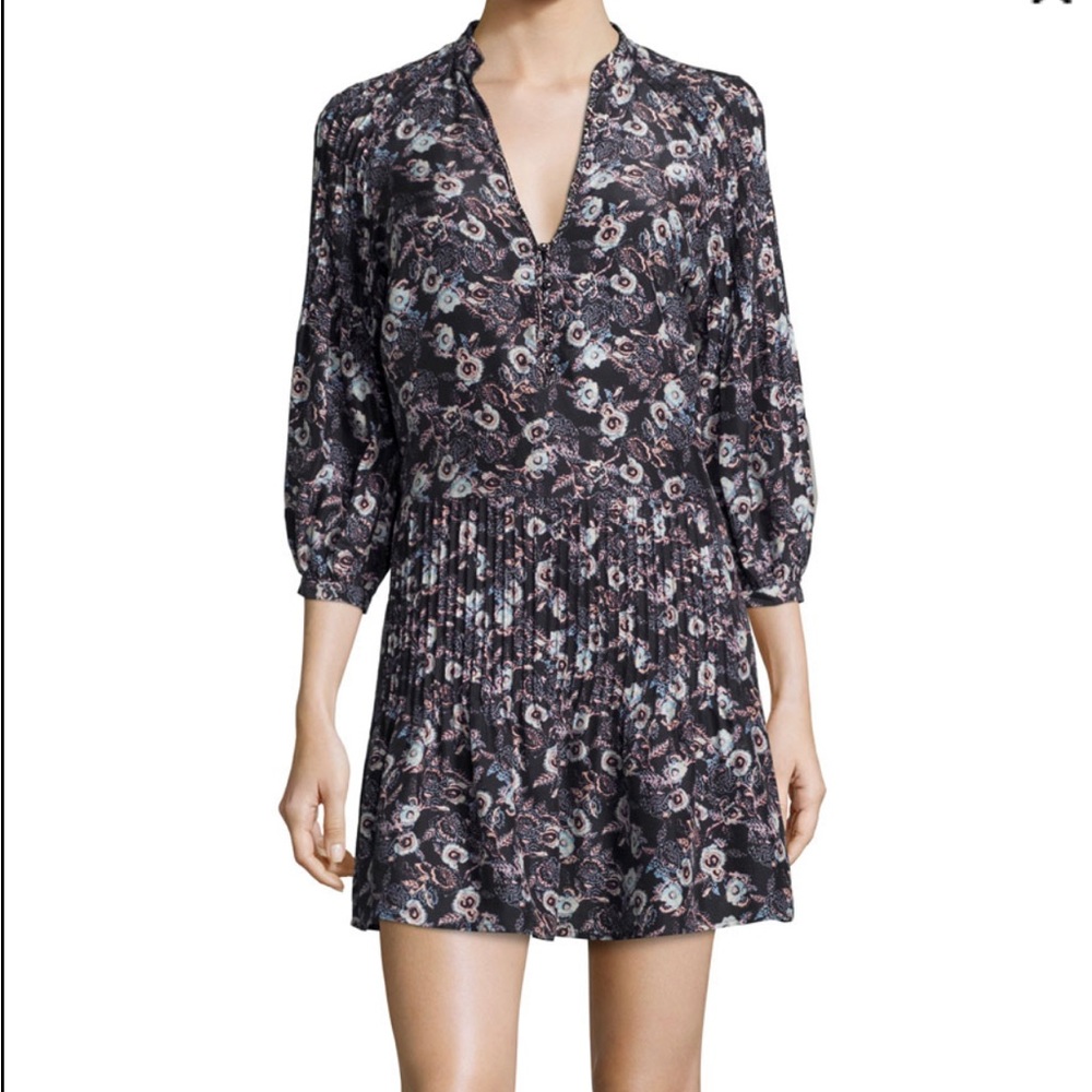 Veronica Beard Palmetto Pintuck Boho Dress 100% Silk size 4